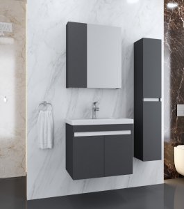 SOLİD MDF 80 CM BANYO DOLABI ANTRASİT GRİ